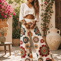 Marisol Art-Print Wide-Leg Pants