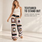 Retro Bloom Crochet Knit Pants