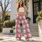 Skull Crochet Wide-Leg Pants