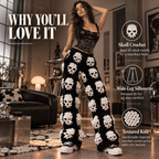 Skull Crochet Wide-Leg Pants