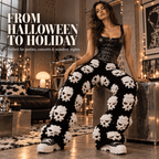 Skull Crochet Wide-Leg Pants