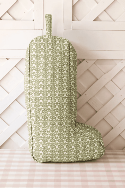 Denim Floral Quilted Boot Bag
