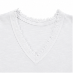 Frayed V-Neck Cotton-Linen Blouse