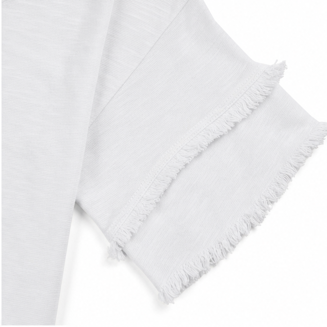 Frayed V-Neck Cotton-Linen Blouse